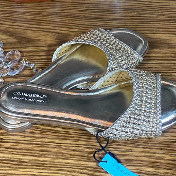Cynthia Rowley Metallic Woven Slide Sandals - Picture 6 of 6